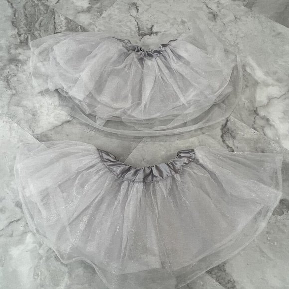 Lot Of 2 Amscan Gray Tutu Skirts One Size Tulle Stretch Waist Costume - Picture 1 of 4